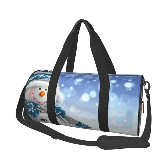 Horeoi Christmas Snowman In The Snow Print Foldable Travel Duffle Bag with Removable Strap - Water-Resistant Gym Vacation Luggage Multi-Pocket Design