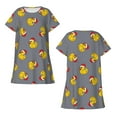 thumbnail image 1 of Horeoi Christmas hat duck Print Women's Short-sleeved Nightdress Breathable Cotton-like Material Loose A-line Knee-length, 1 of 6