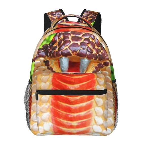 Horeoi Cobra Snake Print Eco-Friendly Lightweight Student Backpack for School Travel - Ergonomic Padded Laptop Compartment & Multi-Pocket Design