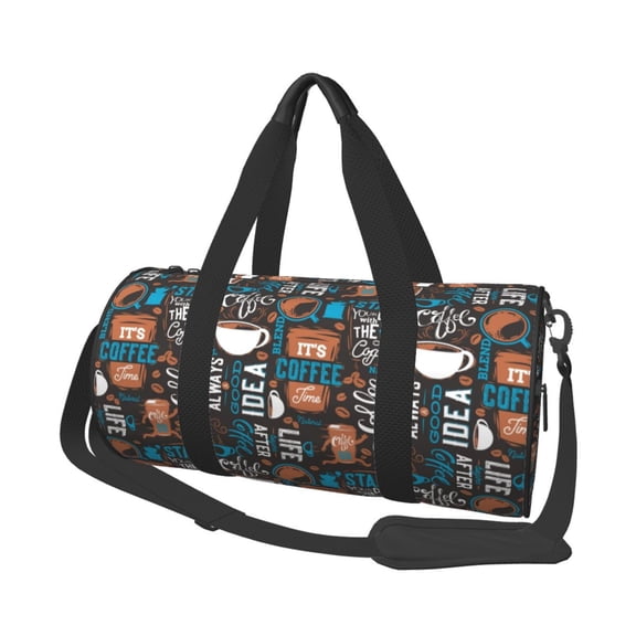 Horeoi Coffee Lover Print Print Foldable Travel Duffle Bag with Removable Strap - Water-Resistant Gym Vacation Luggage Multi-Pocket Design