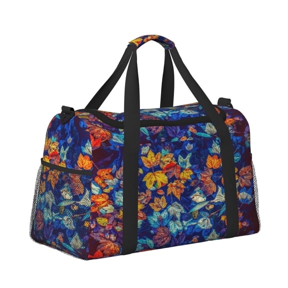 Horeoi Colorful Fall Leaves for Travel Duffle Bag with Adjustable Strap - Large Capacity Hand Carry for Gym Sports Outdoor