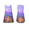 thumbnail image 1 of Horeoi Colorful Purple Cosmos Flower Print Women's Sleeveless Dress Cotton-like Flared Hem Deep Side Pockets Above-Knee, 1 of 6