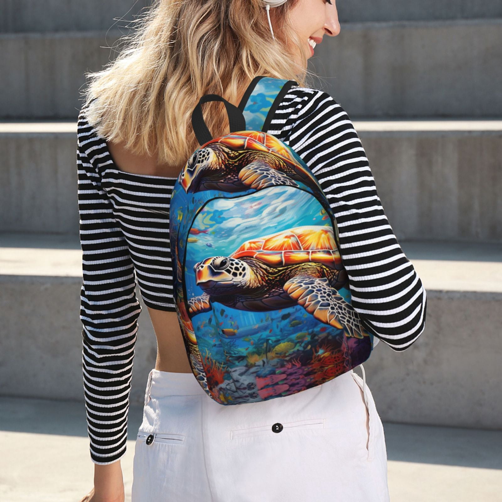 Horeoi Colorful Underwater Sea Turtle for Canvas Backpack for School ...