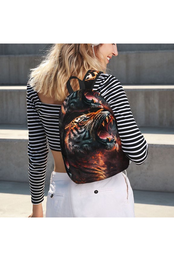 Cool Tiger for Canvas Backpack for School Outdoor Travel Use Men Women Teenagers Large Capacity with Adjustable Shoulder Straps