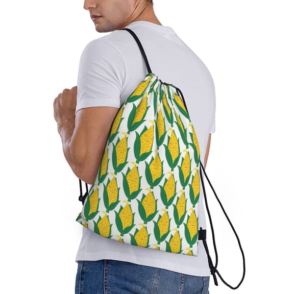 Horeoi Corn Cob Print Drawstring Bags for Gym Sports Yoga Travel Lightweight Foldable Sackpack for Men Women Teens