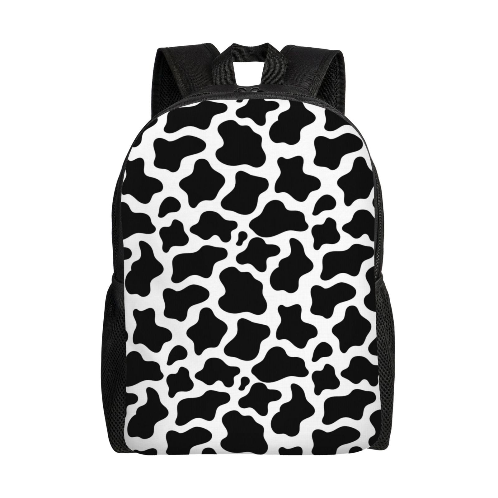 Horeoi Cow Print Black White Print Waterproof 600D Oxford Laptop Backpack for School Travel Work - Lightweight Durable Bag with Adjustable Straps