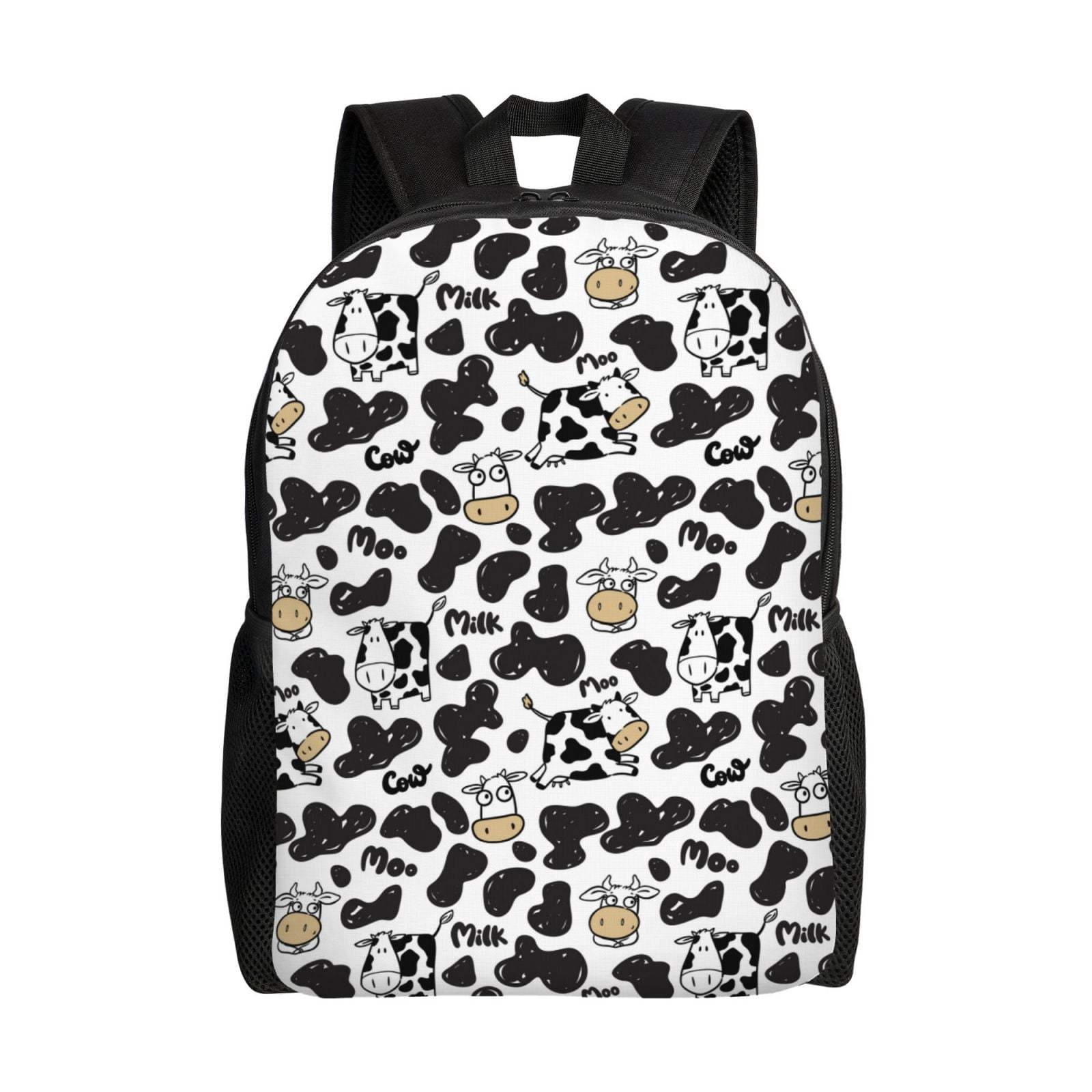 Horeoi Cow Print Waterproof 600D Oxford Laptop Backpack for School Travel Work - Lightweight Durable Bag with Adjustable Straps