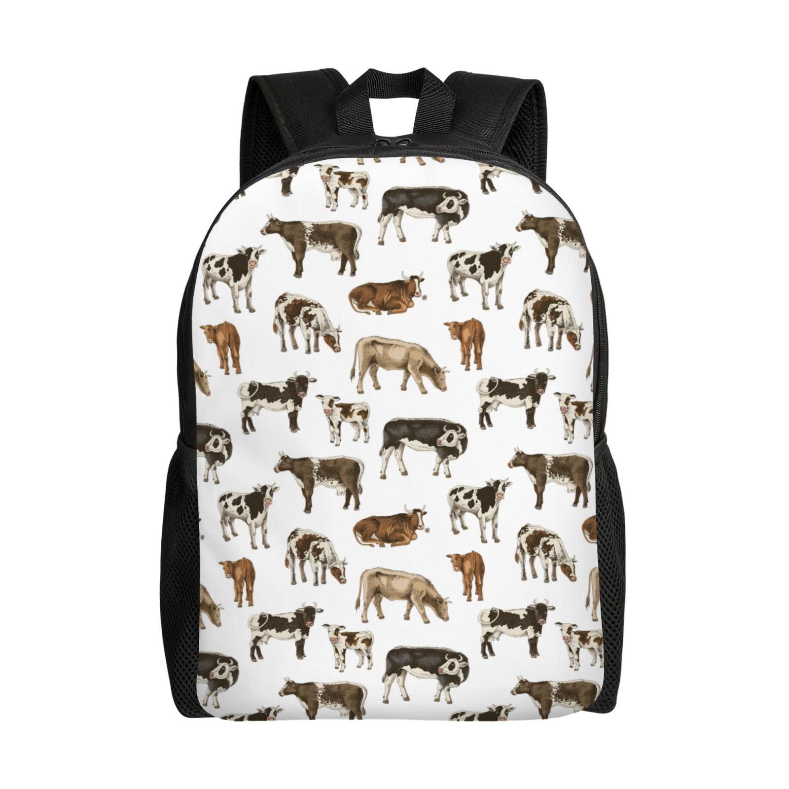 Horeoi Cow Print Waterproof 600D Oxford Laptop Backpack for School Travel Work - Lightweight Durable Bag with Adjustable Straps