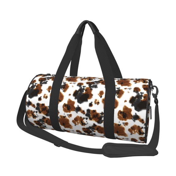 Horeoi Cow Tie Dye Print Foldable Travel Duffle Bag with Removable Strap - Water-Resistant Gym Vacation Luggage Multi-Pocket Design