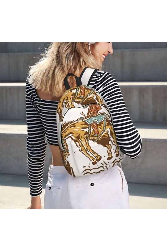 Cowboy Up Vintage Wild West for Canvas Backpack for School Outdoor Travel Use Men Women Teenagers Large Capacity with Adjustable Shoulder Straps