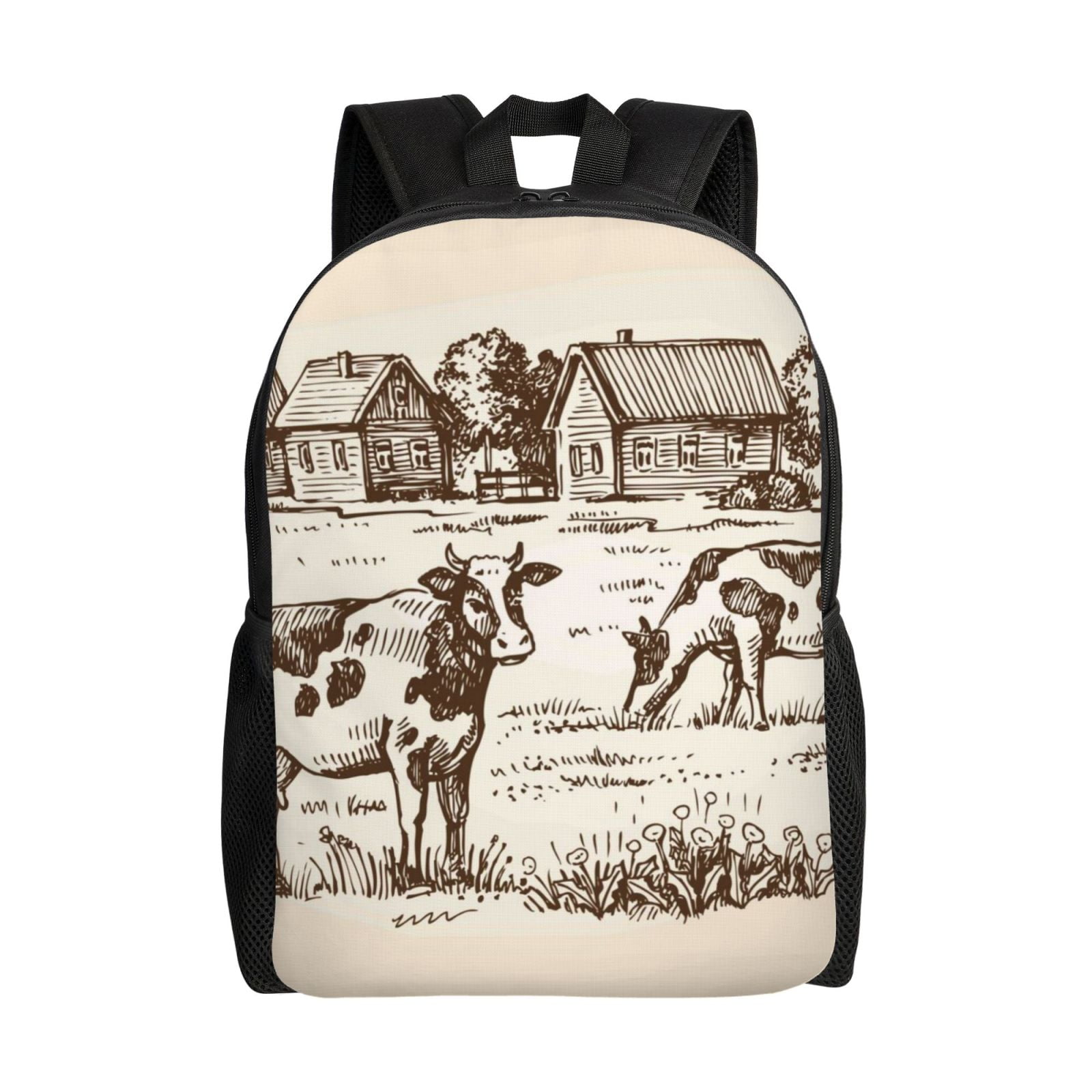 Horeoi Cows On The Farm Print Waterproof 600D Oxford Laptop Backpack for School Travel Work - Lightweight Durable Bag with Adjustable Straps
