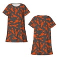 thumbnail image 1 of Horeoi Crayfish Print Women's Short-sleeved Nightdress Breathable Cotton-like Material Loose A-line Knee-length, 1 of 6