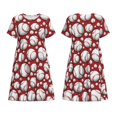 thumbnail image 1 of Horeoi Cute Baseball Print Women's Short Sleeve Dress Breathable Polyester-Spandex All-Over Print A-Line Side Pockets Elastic Waist, 1 of 6