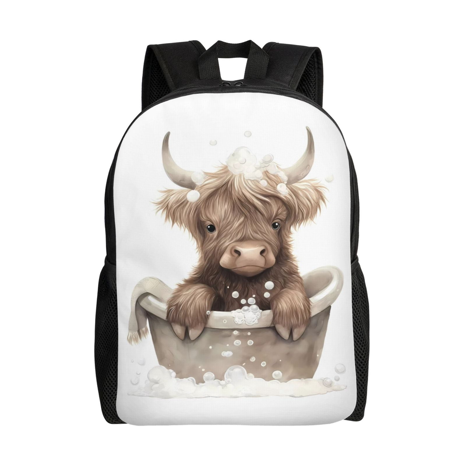 Horeoi Cute Cow Bath Print Waterproof 600D Oxford Laptop Backpack for School Travel Work - Lightweight Durable Bag with Adjustable Straps