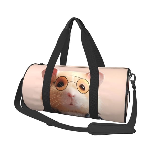 Horeoi Cute Mouse In Glasses Print Foldable Travel Duffle Bag with Removable Strap - Water-Resistant Gym Vacation Luggage Multi-Pocket Design