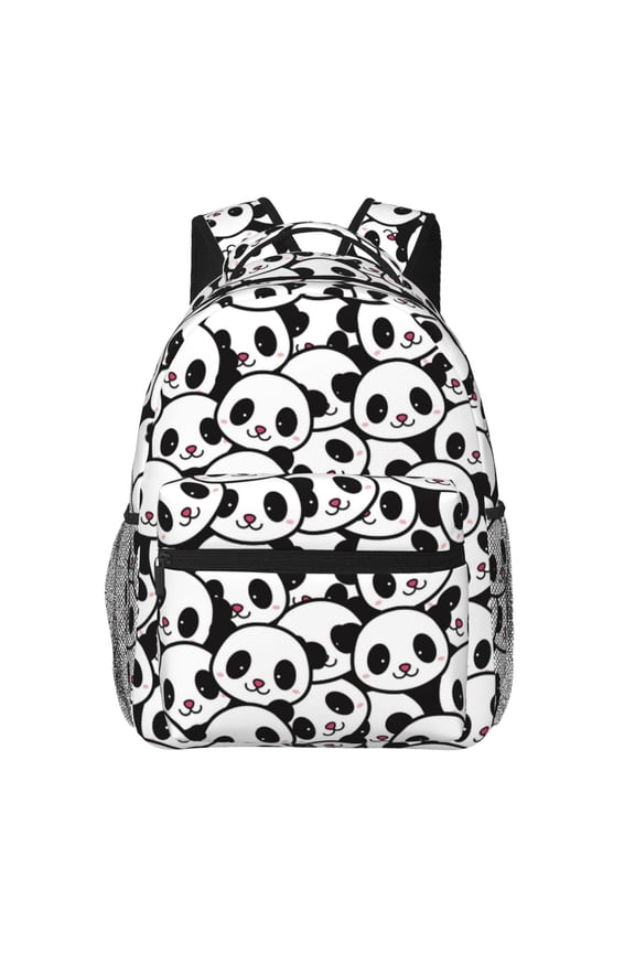 Cute Panda Print Eco-Friendly Lightweight Student Backpack for School Travel - Ergonomic Padded Laptop Compartment & Multi-Pocket Design