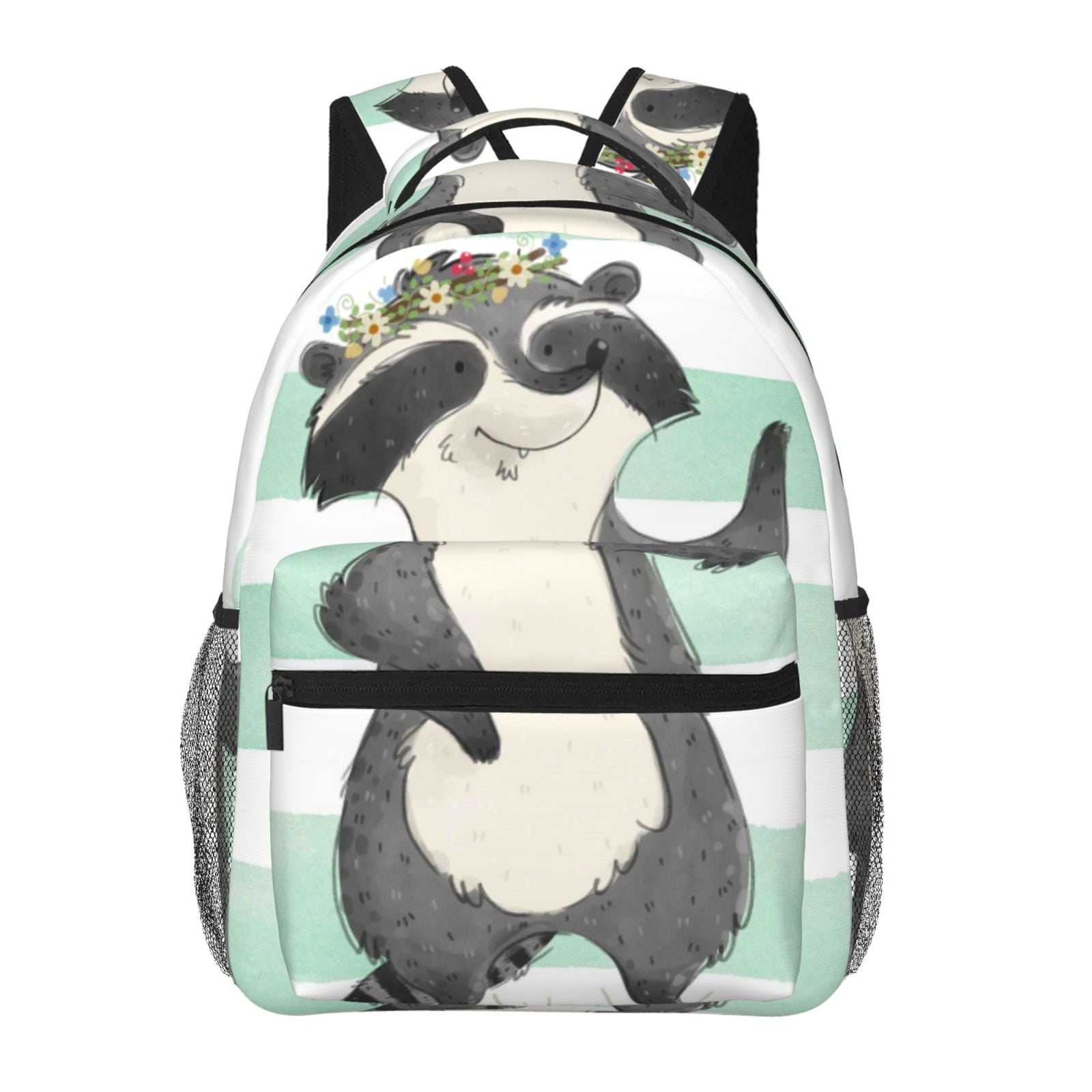 School Backpack Raccoon Horeoi Cute Raccoon Print Eco-Friendly Lightweight Student Backpack for ...