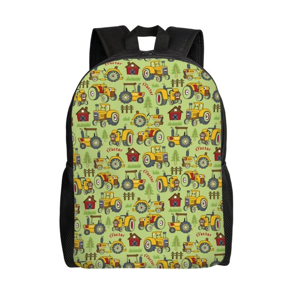 Horeoi Cute Tractor Print Waterproof 600D Oxford Laptop Backpack for School Travel Work - Lightweight Durable Bag with Adjustable Straps