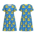 thumbnail image 1 of Horeoi Cute Yellow Rubber Ducks Print Women's Short Sleeve Dress Breathable Polyester-Spandex All-Over Print A-Line Side Pockets Elastic Waist, 1 of 6
