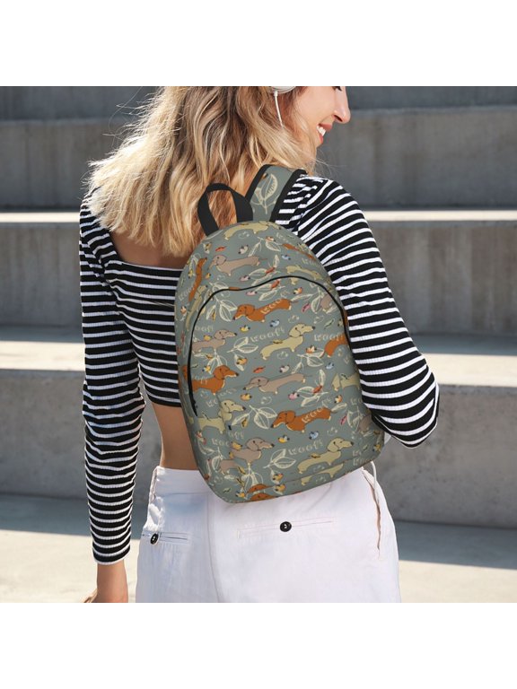 Dachshund Dog Bird for Canvas Backpack for School Outdoor Travel Use Men Women Teenagers Large Capacity with Adjustable Shoulder Straps