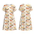 thumbnail image 1 of Horeoi Dachshund Print Women's Short Sleeve Dress Breathable Polyester-Spandex All-Over Print A-Line Side Pockets Elastic Waist, 1 of 6