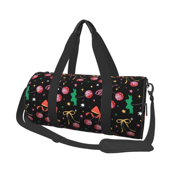 Horeoi Disco Mirror Ball Print Foldable Travel Duffle Bag with Removable Strap - Water-Resistant Gym Vacation Luggage Multi-Pocket Design
