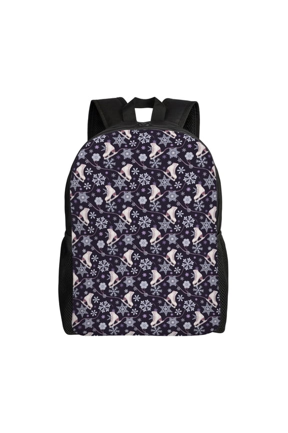Elegant ice skates snowflakes A Print Waterproof 600D Oxford Laptop Backpack for School Travel Work - Lightweight Durable Bag with Adjustable Straps