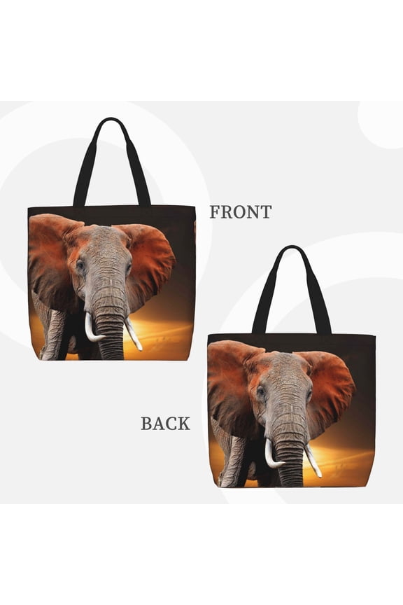 Elephant Sunset in Kenya for Reinforced Shoulder Tote Bag Scratch-Proof Design Spacious Organizer Crossbody Carry Daily Commute Must-Have