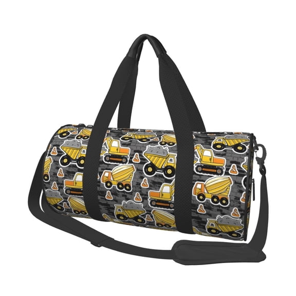 Horeoi Excavator At Work Print Foldable Travel Duffle Bag with Removable Strap - Water-Resistant Gym Vacation Luggage Multi-Pocket Design