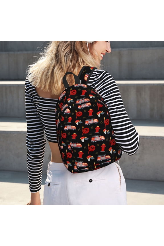 Fire Fighting for Canvas Backpack for School Outdoor Travel Use Men Women Teenagers Large Capacity with Adjustable Shoulder Straps