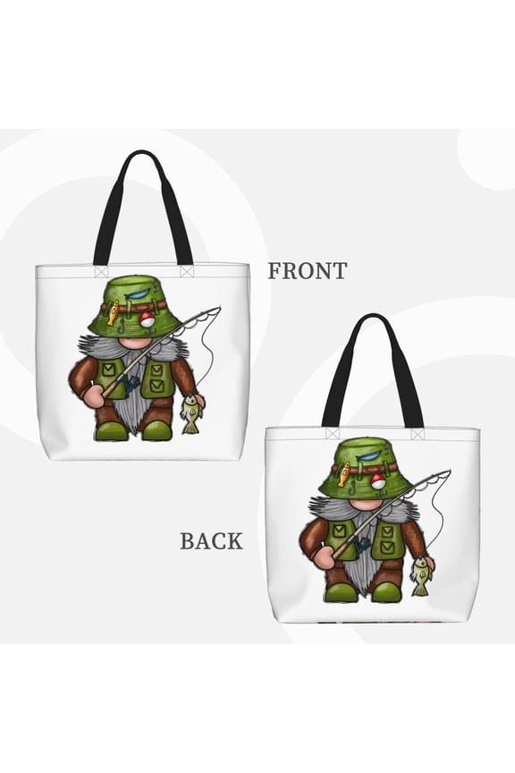Fishing Gnome for Reinforced Shoulder Tote Bag Scratch-Proof Design Spacious Organizer Crossbody Carry Daily Commute Must-Have