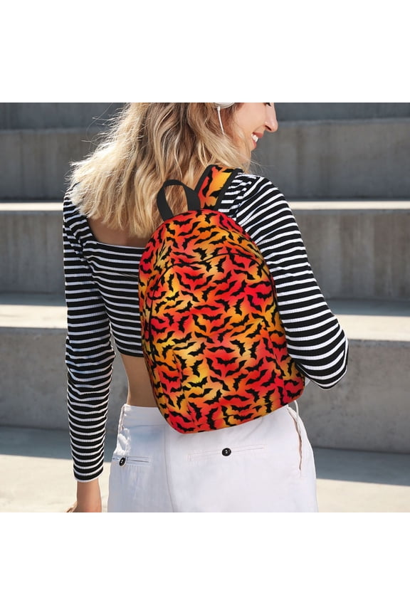 Flying Black Bat for Canvas Backpack for School Outdoor Travel Use Men Women Teenagers Large Capacity with Adjustable Shoulder Straps