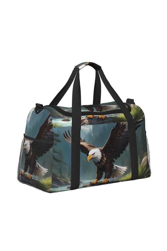 Forest River Bald Eagle for Travel Duffle Bag with Adjustable Strap - Large Capacity Hand Carry for Gym Sports Outdoor