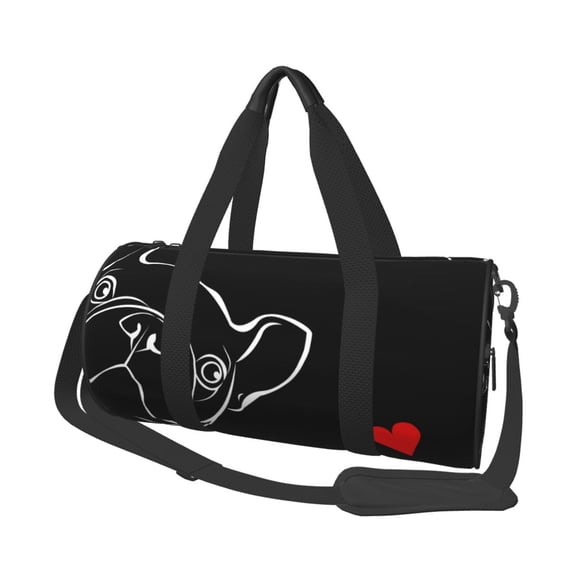 Horeoi French Bulldog Print Foldable Travel Duffle Bag with Removable Strap - Water-Resistant Gym Vacation Luggage Multi-Pocket Design