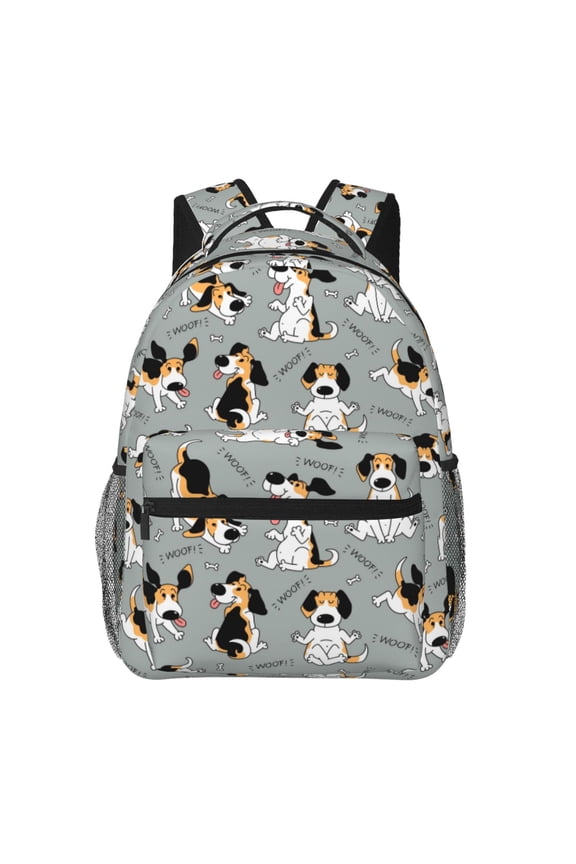 Funny Beagle Active Dog Print Eco-Friendly Lightweight Student Backpack for School Travel - Ergonomic Padded Laptop Compartment & Multi-Pocket Design