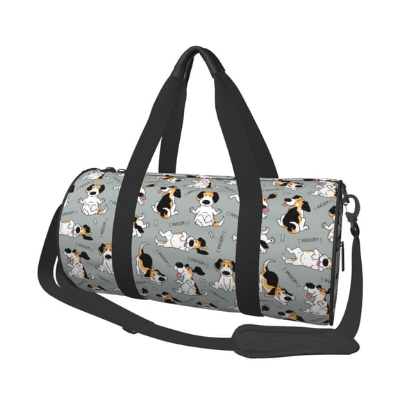 Horeoi Funny Beagle Active Dog Print Foldable Travel Duffle Bag with Removable Strap - Water-Resistant Gym Vacation Luggage Multi-Pocket Design