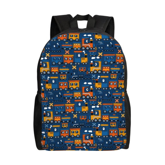 Horeoi Funny Steam Train Print Waterproof 600D Oxford Laptop Backpack for School Travel Work - Lightweight Durable Bag with Adjustable Straps