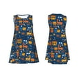 thumbnail image 1 of Horeoi Funny Steam Train Print Women's Sleeveless Dress Cotton-like Flared Hem Deep Side Pockets Above-Knee, 1 of 6