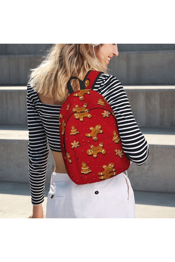 Gingerbread Man for Canvas Backpack for School Outdoor Travel Use Men Women Teenagers Large Capacity with Adjustable Shoulder Straps