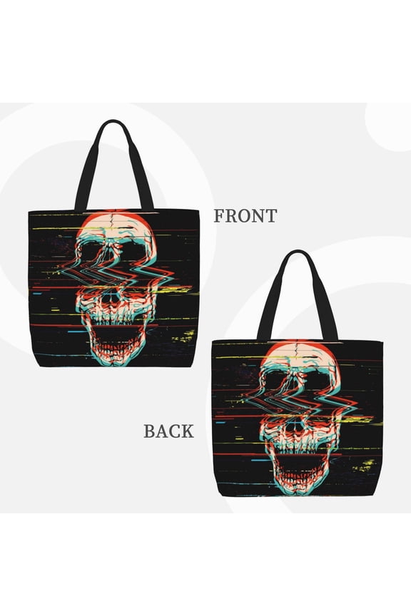 Glitch Screaming Skull for Reinforced Shoulder Tote Bag Scratch-Proof Design Spacious Organizer Crossbody Carry Daily Commute Must-Have