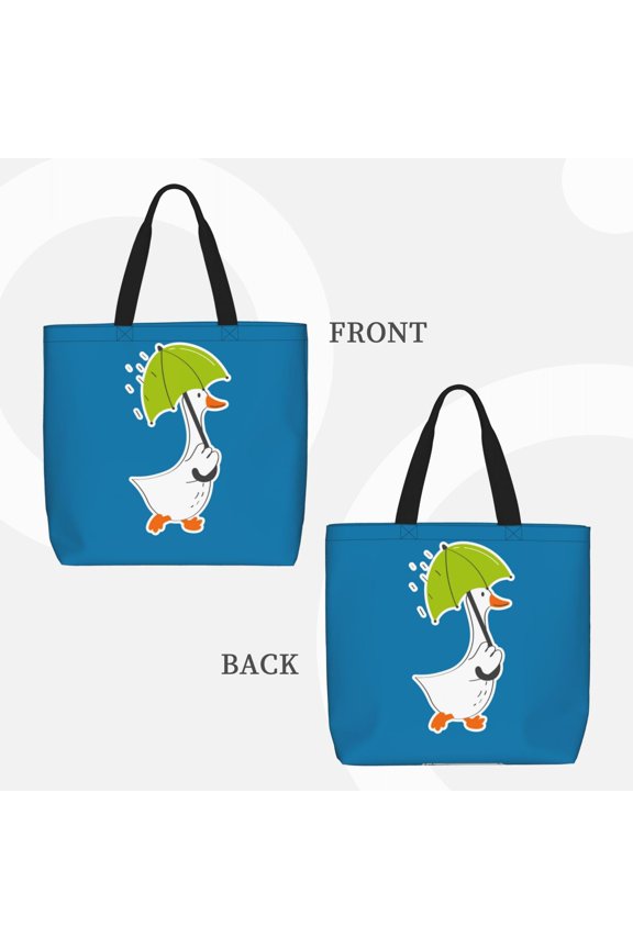Goose Holding an Umbrella for Reinforced Shoulder Tote Bag Scratch-Proof Design Spacious Organizer Crossbody Carry Daily Commute Must-Have