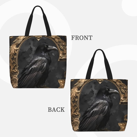 Horeoi Gothic Raven Portrait for ​Reinforced Shoulder Tote Bag Scratch-Proof Design Spacious Organizer Crossbody Carry Daily Commute Must-Have