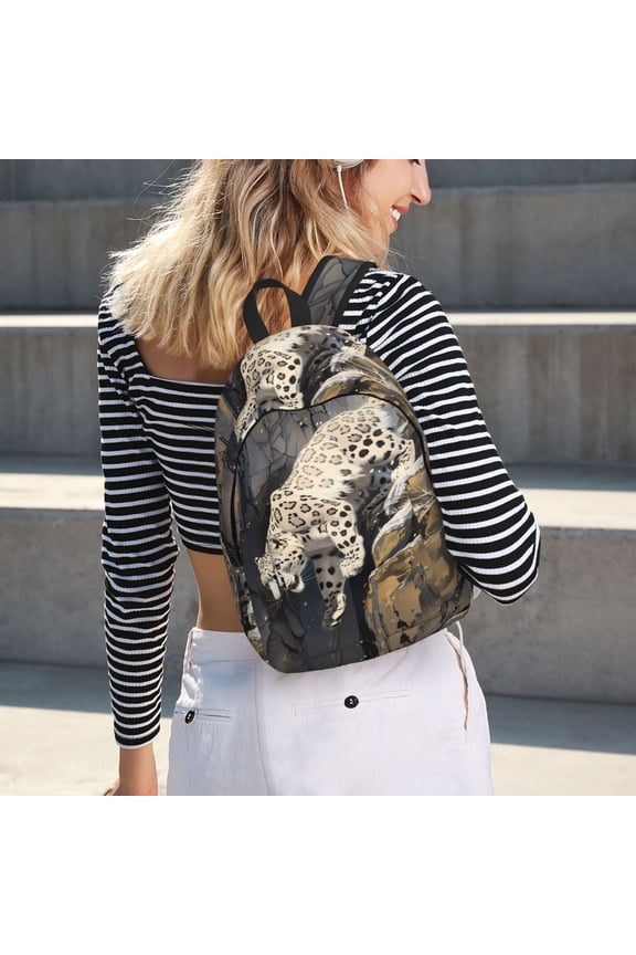 Graceful Snow Leopard for Canvas Backpack for School Outdoor Travel Use Men Women Teenagers Large Capacity with Adjustable Shoulder Straps