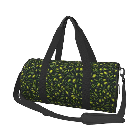 Horeoi Green Branch Olive Print Foldable Travel Duffle Bag with Removable Strap - Water-Resistant Gym Vacation Luggage Multi-Pocket Design