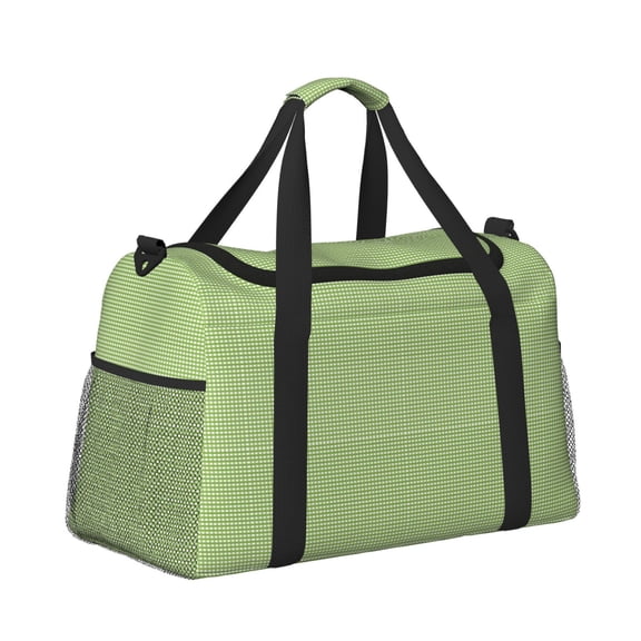 Horeoi Green Gingham for Travel Duffle Bag with Adjustable Strap - Large Capacity Hand Carry for Gym Sports Outdoor