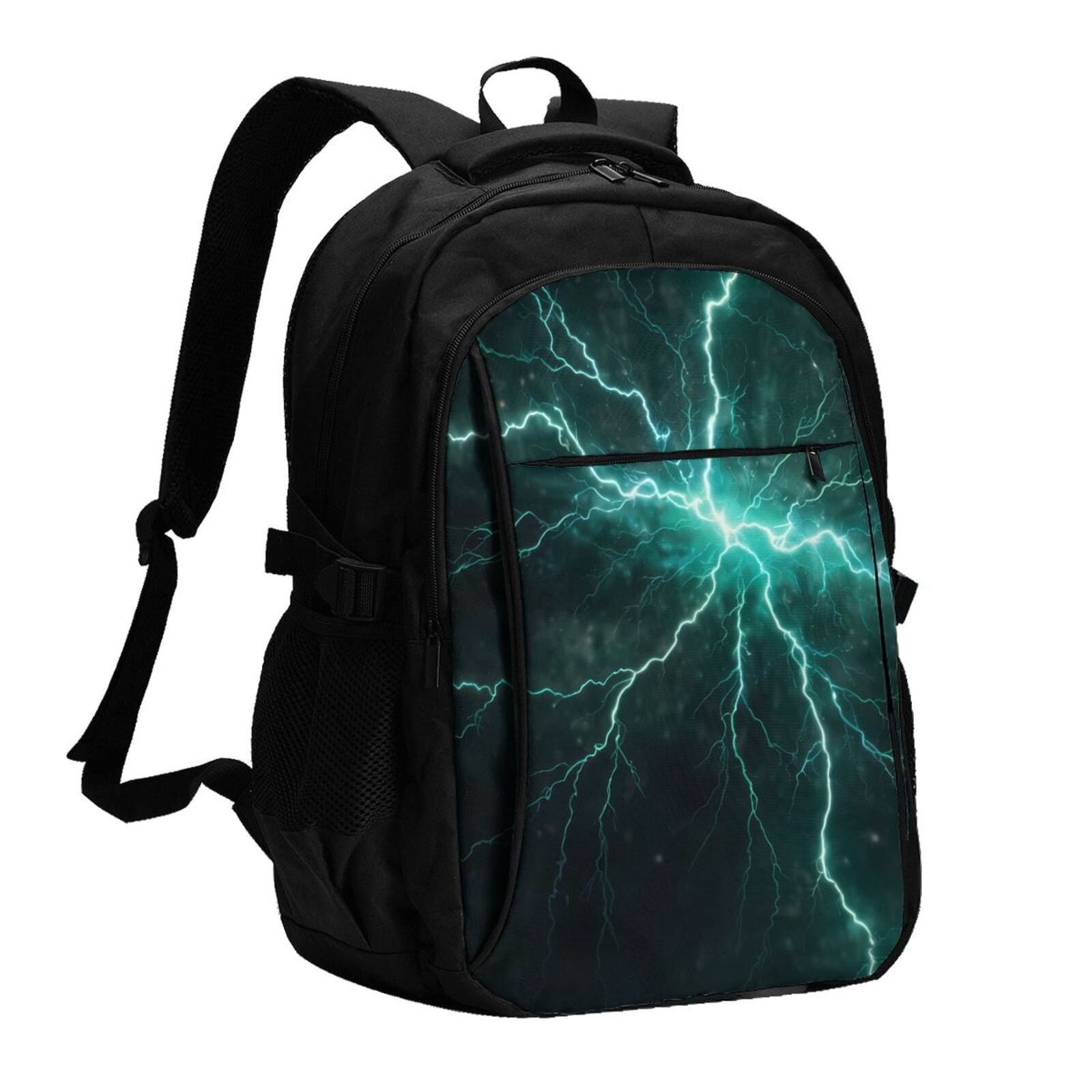 Horeoi Green Lightning Flash Print USB Backpack for Travel School Work ...