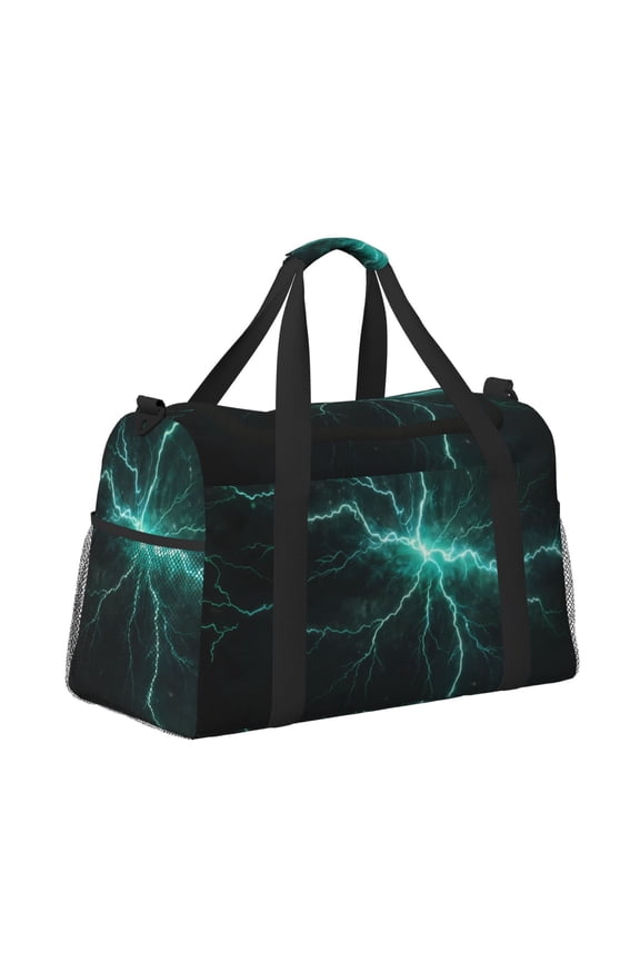 Green Lightning Flash for Travel Duffle Bag with Adjustable Strap - Large Capacity Hand Carry for Gym Sports Outdoor