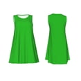 thumbnail image 1 of Horeoi Green Print Women's Sleeveless Dress Cotton-like Flared Hem Deep Side Pockets Above-Knee, 1 of 6