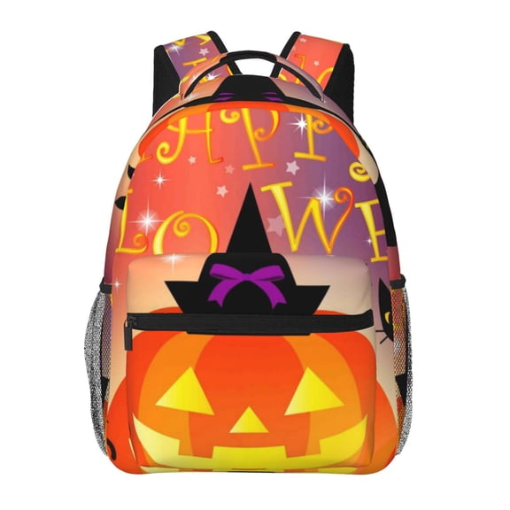 Horeoi Halloween Print Eco-Friendly Lightweight Student Backpack for School Travel - Ergonomic Padded Laptop Compartment & Multi-Pocket Design