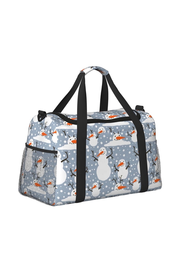Happy Snowmen Snowfall for Travel Duffle Bag with Adjustable Strap - Large Capacity Hand Carry for Gym Sports Outdoor